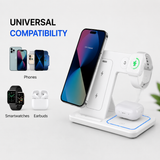 3 In 1 LED Fast Wireless Charger Stand Foldable Charging Station