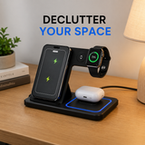 3 In 1 LED Fast Wireless Charger Stand Foldable Charging Station